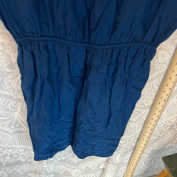 EVERLY NAVY BLUE VAGUELY NAUTICAL DRESS SO CUTE BOATING DRESSY CASUAL GOLD M EUC - Picture 6 of 11